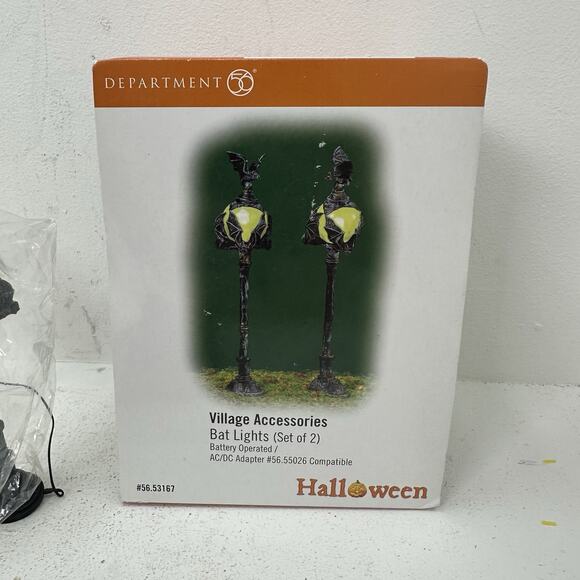 Dept 56 Village Accessories Halloween Bat Lights Set of 2 #53167 Street Lights - Picture 4 of 6